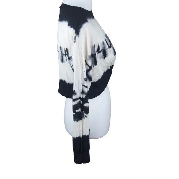 Mono B Tie Dye Twist Front Long Sleeve Crop Top Size Medium - Picture 6 of 8
